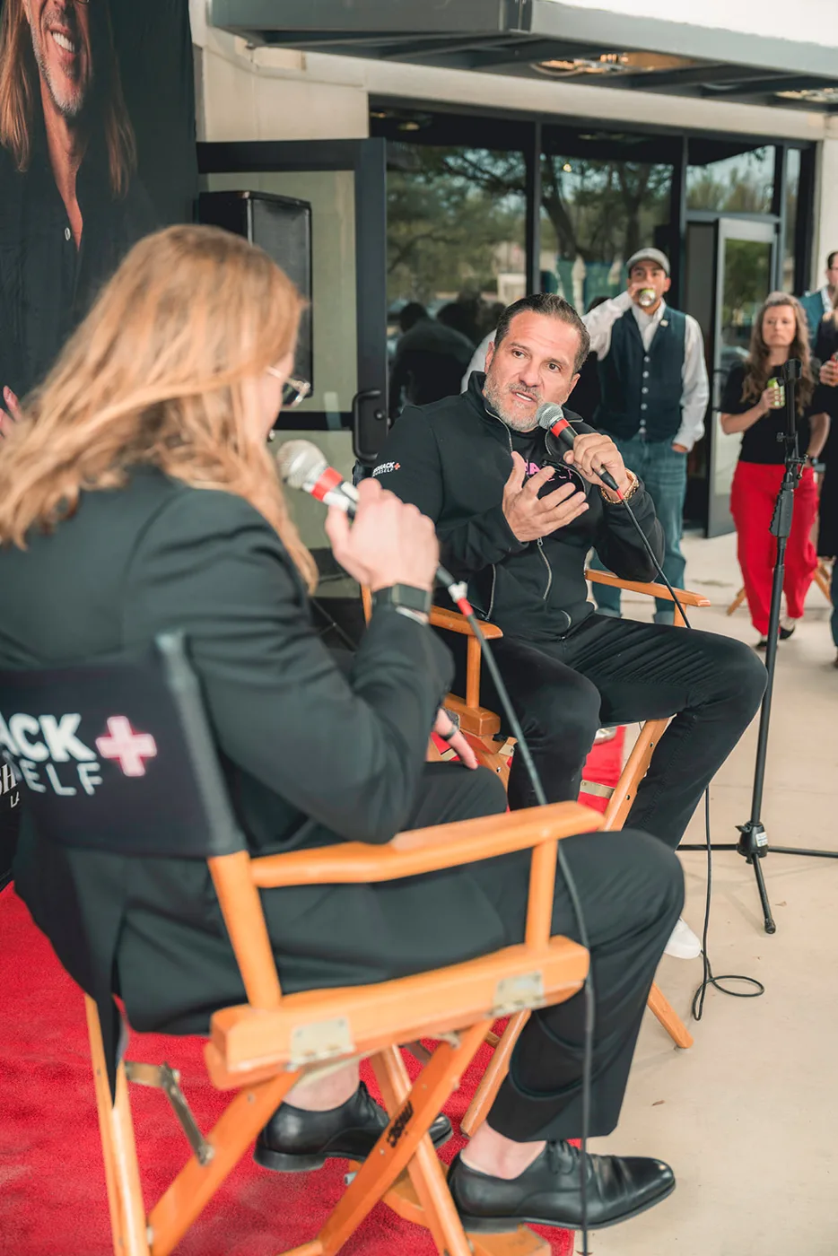 The on-camera interview setup at a client event
