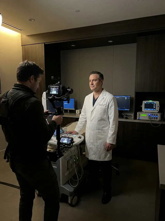 Our crew filming a doctor inside his clinic