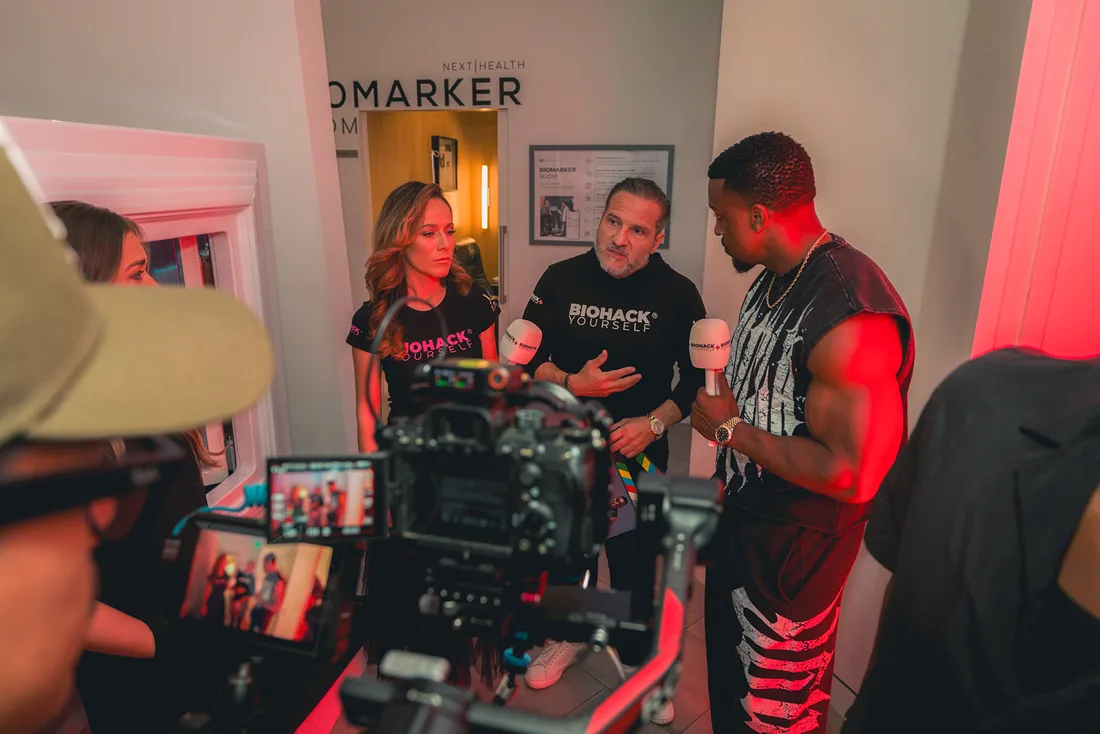 The production crew at work with a cinema camera