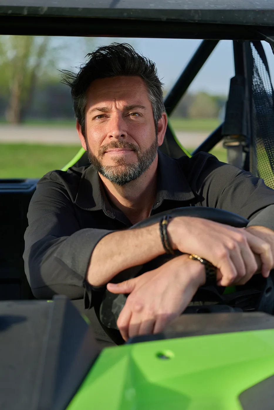 Zachary Levi at golden hour during his cover shoot